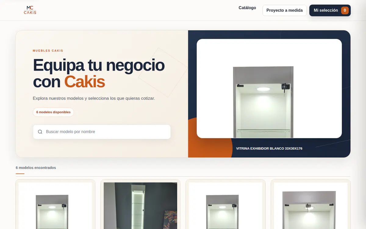 Catálogo público de la plataforma Cakis 2