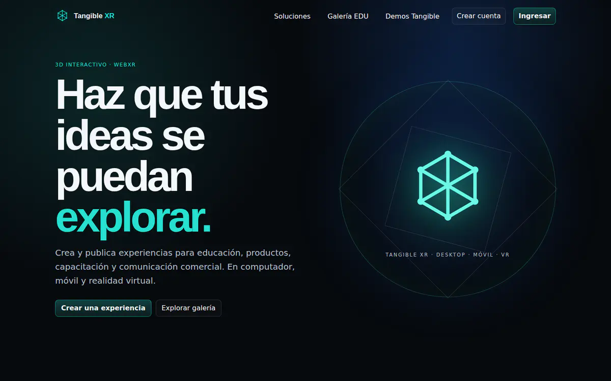 Portada de la plataforma Tangible XR